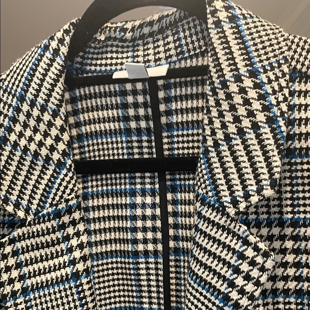 J Jill Blue Black and White Plaid Car Coat (bw) - Picture 4 of 7